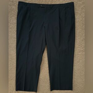 Lands' End Traditional Fit Men’s Blue Flat Front Dress  Pants size 54 W X 28.5 L